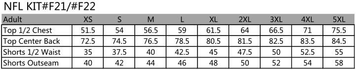 SIZE CHART SPORTSWEAR